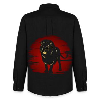 Lion In The Dark - Men's Oxford Shirt by Stanley/Stella - black - Back - AI Model Male 185 dark (185cm)