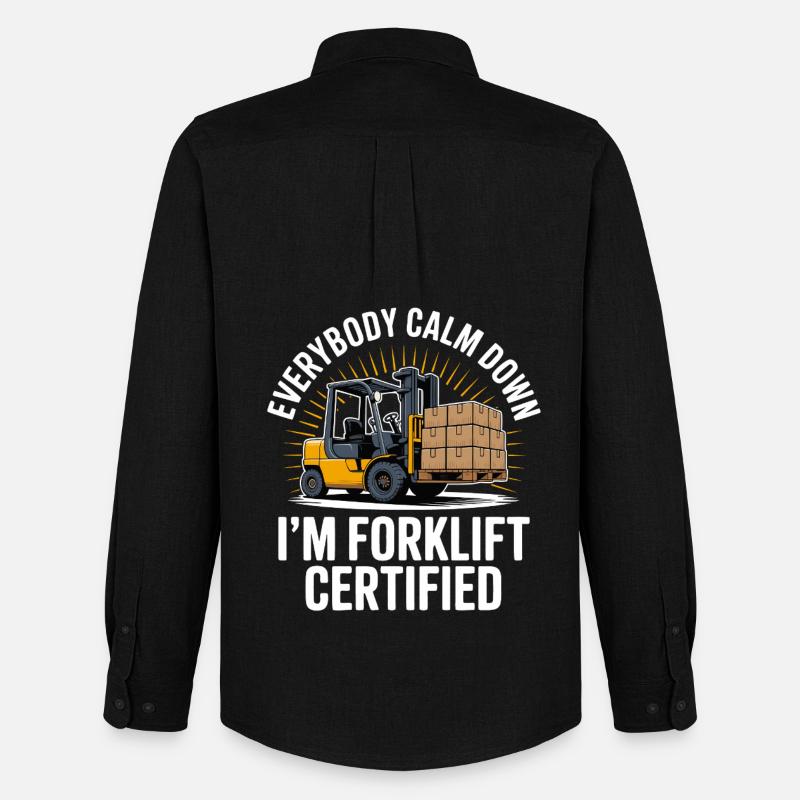 Forklift Certified Humorvolles Gabelstapler-Design - Männer Oxford Hemd von Stanley/Stella - Schwarz
