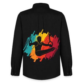 Gymnastes, gymnastique rétro, gymnastique en ring, gymnastique - Chemise Oxford homme Stanley/Stella - noir - Dos - AI Model Male 185 dark (185cm)