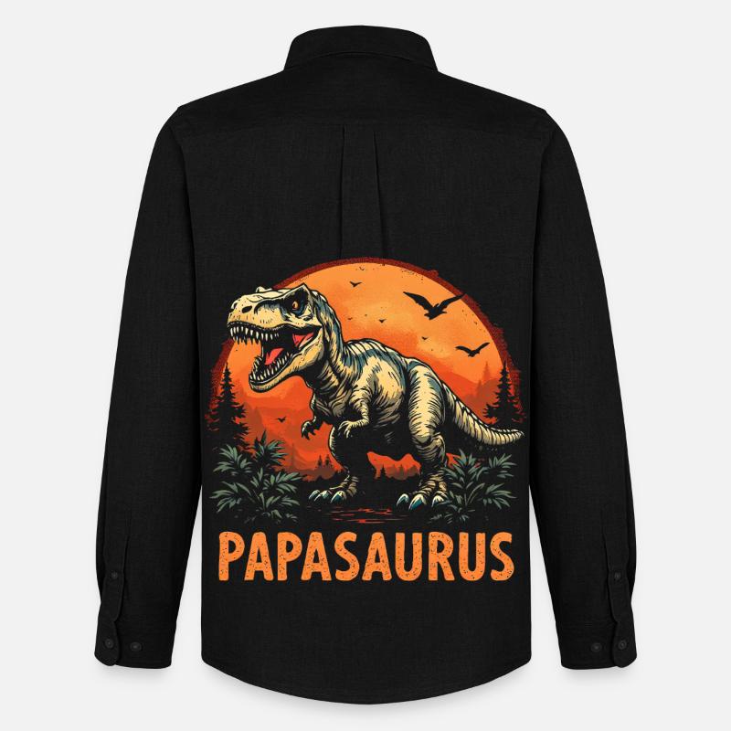 Papasaurus Bester Papa starker Vater Geschenk - Männer Oxford Hemd von Stanley/Stella - Schwarz