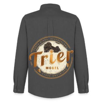 Trier Vintage Mosel Rheinland-Pfalz Deutschland - Männer Oxford Hemd von Stanley/Stella - Anthrazit - Hinten - AI Model Male 185 dark (185cm)