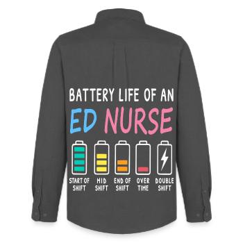 Niveau d’humour des infirmières d’urgence - Chemise Oxford homme Stanley/Stella - charbon - Dos - AI Model Male 185 dark (185cm)