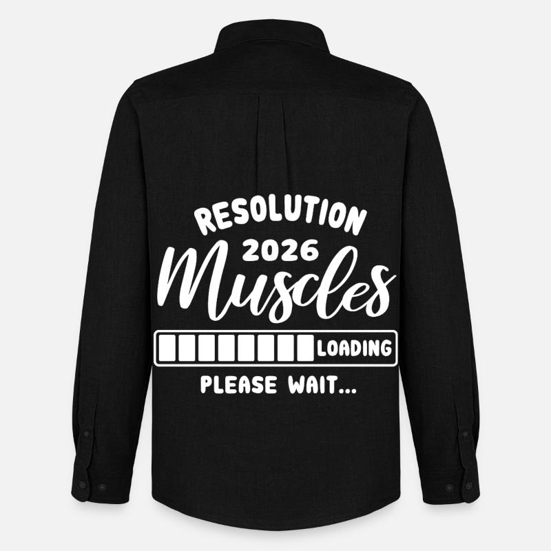 Resolution 2026 | Muscles Loading | Gym Outfit - Männer Oxford Hemd von Stanley/Stella - Schwarz