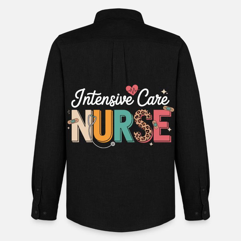 Intensive Care Nurse Farbenfroh - Männer Oxford Hemd von Stanley/Stella - Schwarz