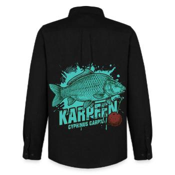 Carp – The King of the Lake - Men's Oxford Shirt by Stanley/Stella - black - Back - AI Model Male 185 dark (185cm)