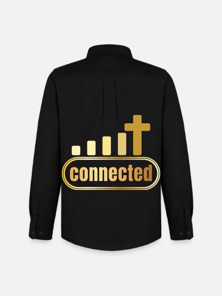 Connected - cross - gold - christian - Men's Oxford Shirt by Stanley/Stella - black