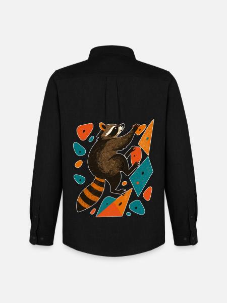 Bouldern Waschbär Klettern Motivation Geschenk - Männer Oxford Hemd von Stanley/Stella - Schwarz