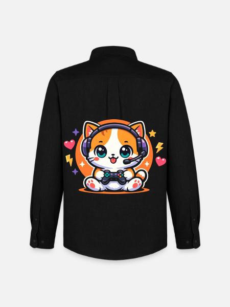 Gaming Cat – Funny Gambling Saying - Men's Oxford Shirt by Stanley/Stella - black