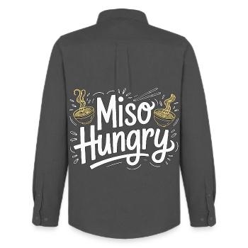 Ramen Miso Hungry Tonkatsu Noodle Bowl Ramen Chef - Männer Oxford Hemd von Stanley/Stella - Anthrazit - Hinten - AI Model Male 185 dark (185cm)
