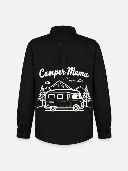 Camper Mama Abenteuer Berge Campingbus - Männer Oxford Hemd von Stanley/Stella - Schwarz