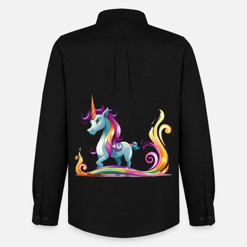 Regenbogen-Einhorn Farbströme - Männer Oxford Hemd von Stanley/Stella - Schwarz