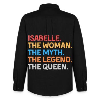 Isabelle la Femme Le Mythe La Légende La Reine - Chemise Oxford homme Stanley/Stella - noir - Dos - AI Model Male 185 dark (185cm)