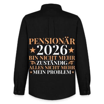 Retraité 2026 Plus responsable - Pension - Chemise Oxford homme Stanley/Stella - noir - Dos - AI Model Male 185 dark (185cm)