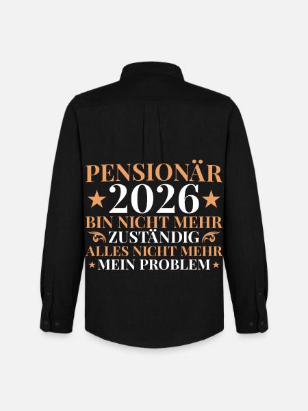 Retraité 2026 Plus responsable - Pension - Chemise Oxford homme Stanley/Stella - noir