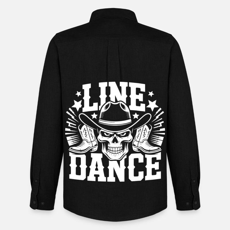 Line Dance Skull Western - Männer Oxford Hemd von Stanley/Stella - Schwarz