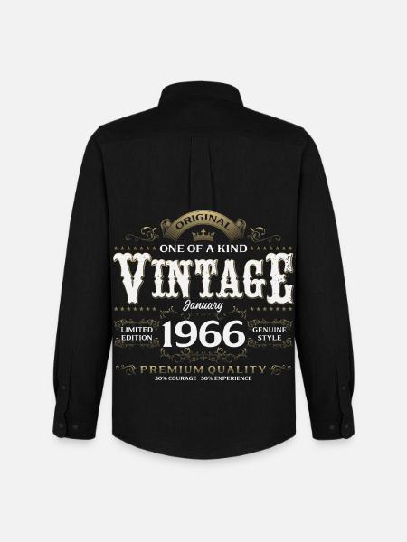 60e anniversaire Millésime janvier 1966 - Chemise Oxford homme Stanley/Stella - noir