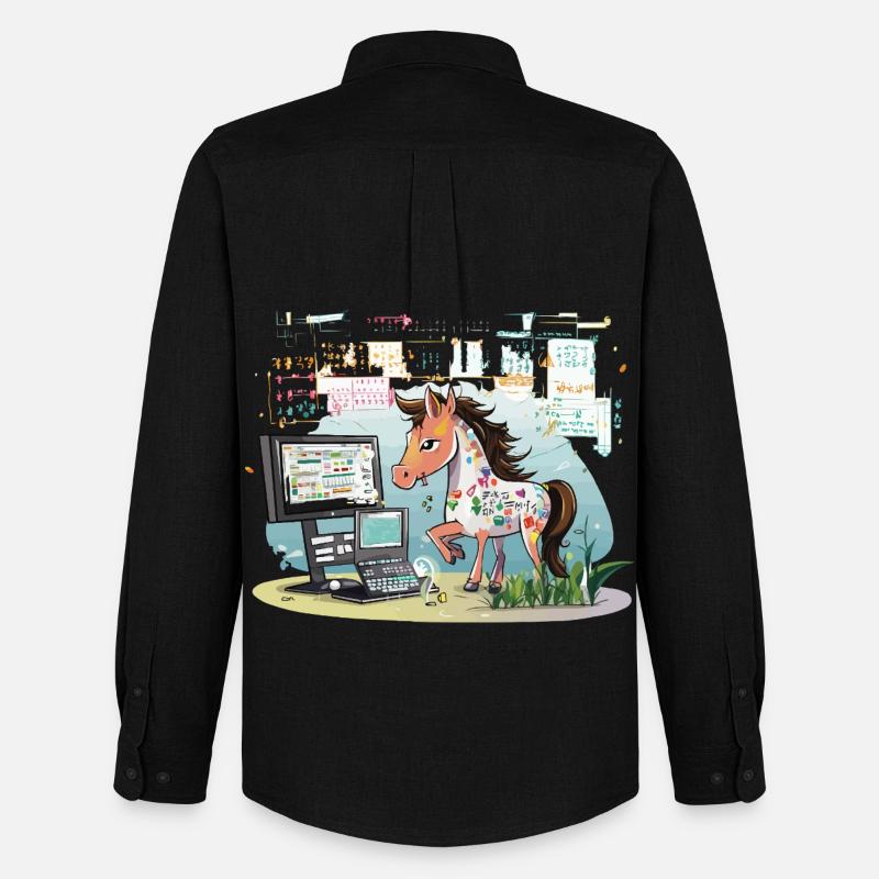 Digital Graffiti Pony - Männer Oxford Hemd von Stanley/Stella - Schwarz