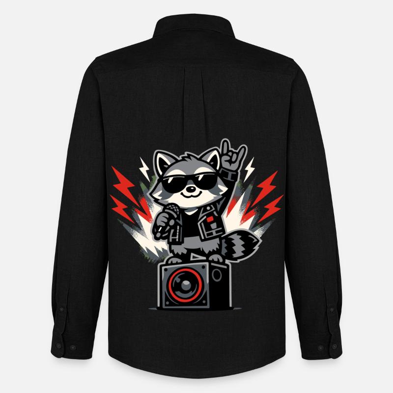 Retro Waschbär Rock Musik Geschenk - Männer Oxford Hemd von Stanley/Stella - Schwarz