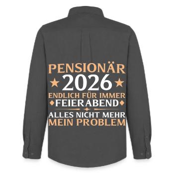 Don de retraite pour fonctionnaires retraités 2026 - Chemise Oxford homme Stanley/Stella - charbon - Dos - AI Model Male 185 dark (185cm)