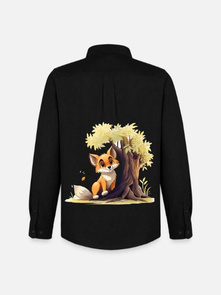 Waldfuchs am goldenen Baum - Männer Oxford Hemd von Stanley/Stella - Schwarz