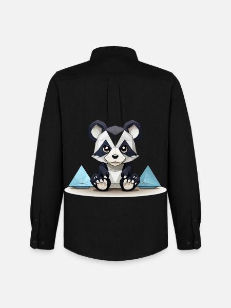 Low-Poly Panda am Eisgebirge - Men's Oxford Shirt by Stanley/Stella - black