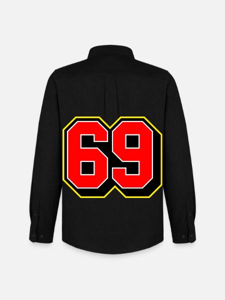 Bold 69 Sports Jersey Number - Men's Oxford Shirt by Stanley/Stella - black