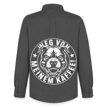 Hands Off My Coffee – Lustiges Kaffee-Shirt - Männer Oxford Hemd von Stanley/Stella - Anthrazit - Hinten - AI Model Male 185 dark (185cm)