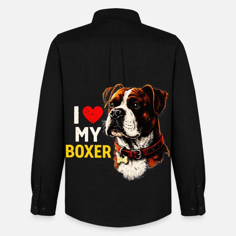 Ich Liebe mein Boxer - Männer Oxford Hemd von Stanley/Stella - Schwarz