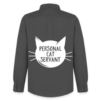 Personal Cat Servant - Men's Oxford Shirt by Stanley/Stella - anthracite - Back - AI Model Male 185 dark (185cm)