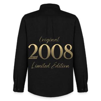 18e anniversaire février 2008 Vintage Vintage - Chemise Oxford homme Stanley/Stella - noir - Dos - AI Model Male 185 dark (185cm)