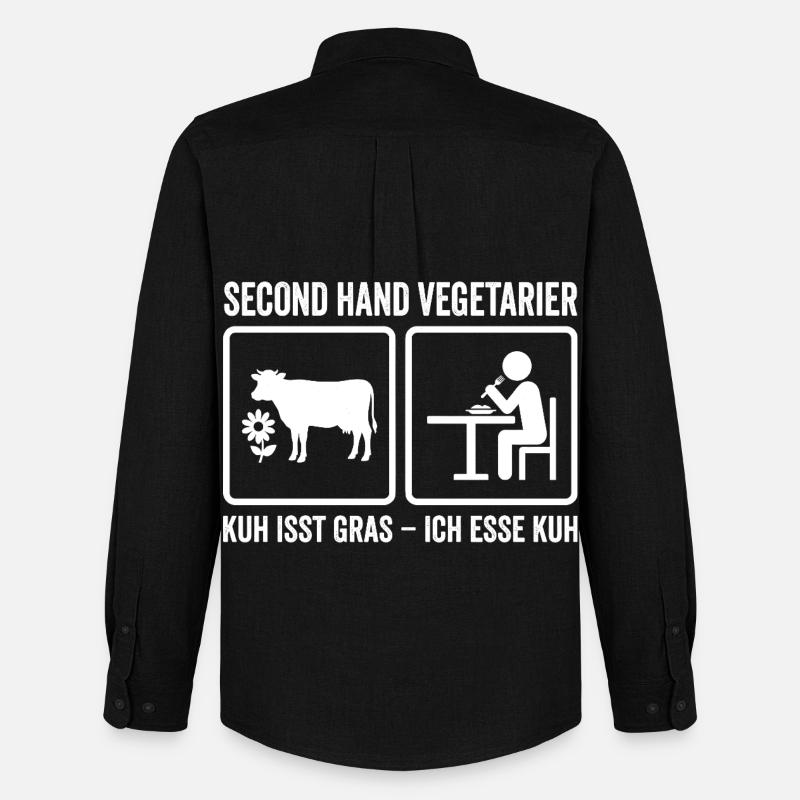 Second Hand Vegetarier – Lustiges Fleisch Design - Männer Oxford Hemd von Stanley/Stella - Schwarz