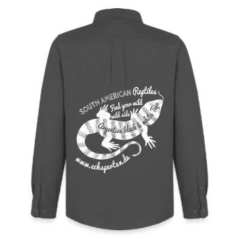 Lézard sud-américain - Chemise Oxford homme Stanley/Stella - charbon - Dos - AI Model Male 185 dark (185cm)