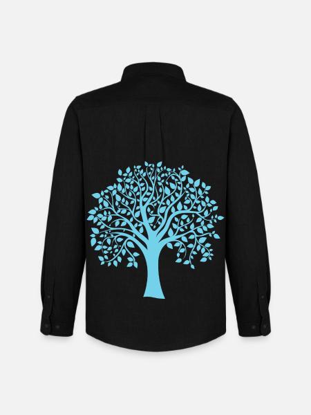 Icon Blue Jumbo Tree Print Silhouette - Men's Oxford Shirt by Stanley/Stella - black
