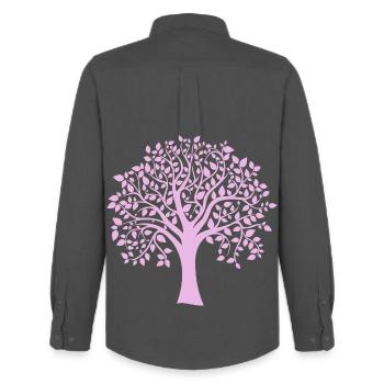 Silhouette à motif d’arbre jumbo violet - Chemise Oxford homme Stanley/Stella - charbon - Dos - AI Model Male 185 dark (185cm)