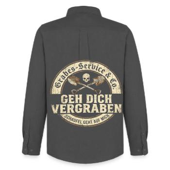 Geh dich vergraben Gräber-Service Humor - Männer Oxford Hemd von Stanley/Stella - Anthrazit - Hinten - AI Model Male 185 dark (185cm)