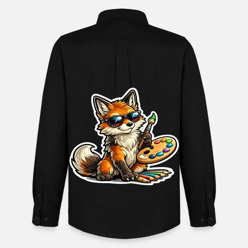 Frecher Fuchs Maler mit Palette - Männer Oxford Hemd von Stanley/Stella - Schwarz