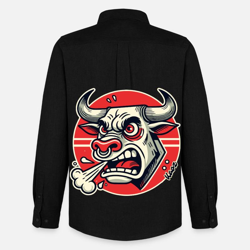Wütender Bulle Retro-Logo - Männer Oxford Hemd von Stanley/Stella - Schwarz