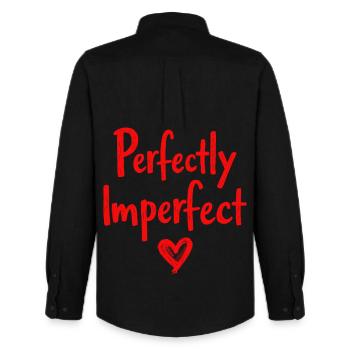 Perfectly Imperfect Herz Lettering - Männer Oxford Hemd von Stanley/Stella - Schwarz - Hinten - AI Model Male 185 dark (185cm)