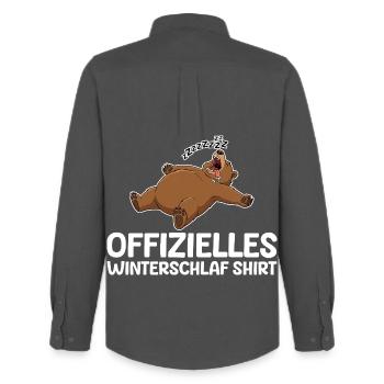 Hibernation Mode Bear Funny Late Riser - Men's Oxford Shirt by Stanley/Stella - anthracite - Back - AI Model Male 185 dark (185cm)