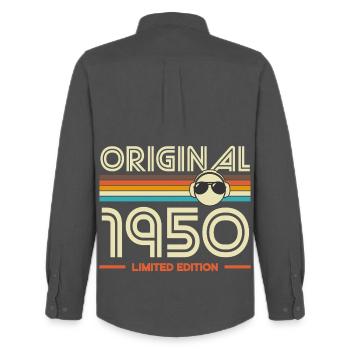 Original 1950 Retro Tee - Chemise Oxford homme Stanley/Stella - charbon - Dos - AI Model Male 185 dark (185cm)