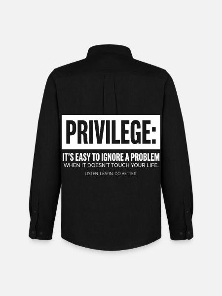 Privilege Statement Typografie Textmotiv - Männer Oxford Hemd von Stanley/Stella - Schwarz