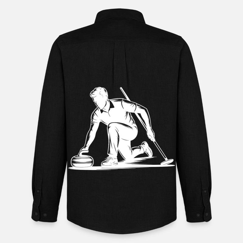 Curling Mann Sportler Action Silhouette - Männer Oxford Hemd von Stanley/Stella - Schwarz
