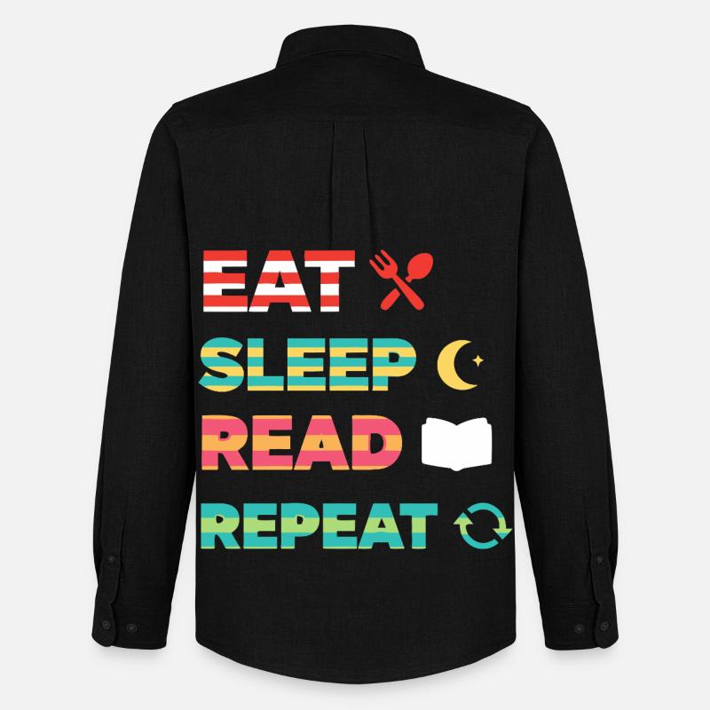 Eat Sleep Read Repeat Bücherwurm - Männer Oxford Hemd von Stanley/Stella - Schwarz