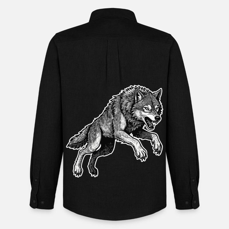 Wild Wolf Race Maskottchen Alpha Wolf - Männer Oxford Hemd von Stanley/Stella - Schwarz