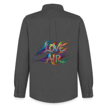Colorful Love Air Text Painting Print - Men's Oxford Shirt by Stanley/Stella - anthracite - Back - AI Model Male 185 dark (185cm)