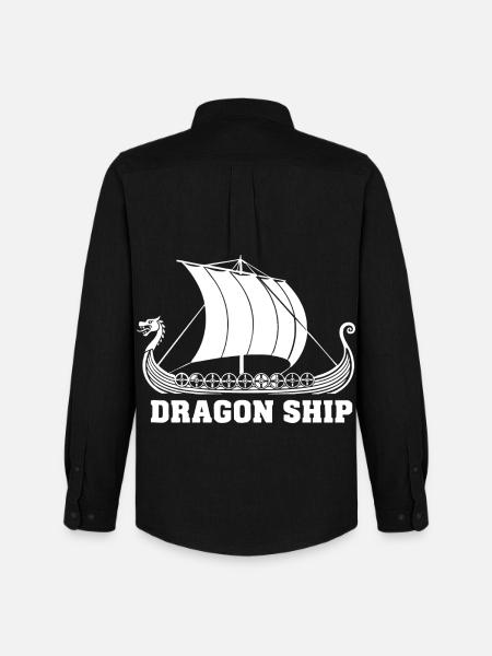 Drakkar-Drachen-Schiff Wikinger-Norse-Schiff - Männer Oxford Hemd von Stanley/Stella - Schwarz