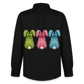 Ostern Drei Osterhasen von hinten in einer Reihe  - Männer Oxford Hemd von Stanley/Stella - Schwarz - Hinten - AI Model Male 185 dark (185cm)