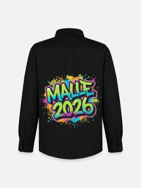 Malle 2026 Graffiti Mallorca - Männer Oxford Hemd von Stanley/Stella - Schwarz