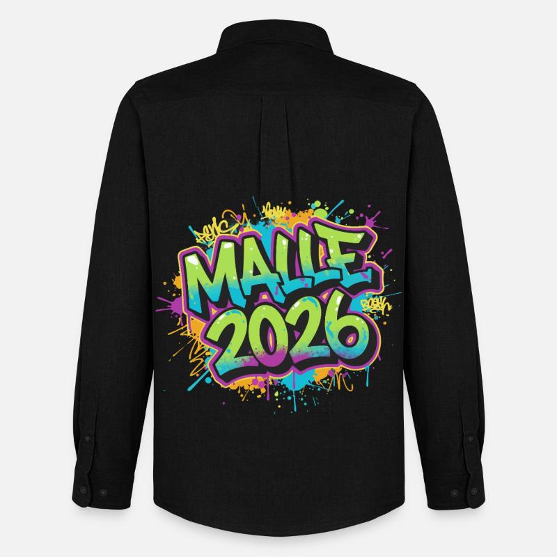 Malle 2026 Graffiti Mallorca - Männer Oxford Hemd von Stanley/Stella - Schwarz