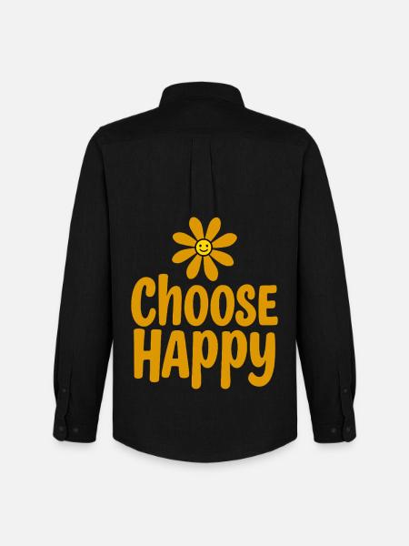 Choose Happy Smiling Flower Positivity - Men's Oxford Shirt by Stanley/Stella - black